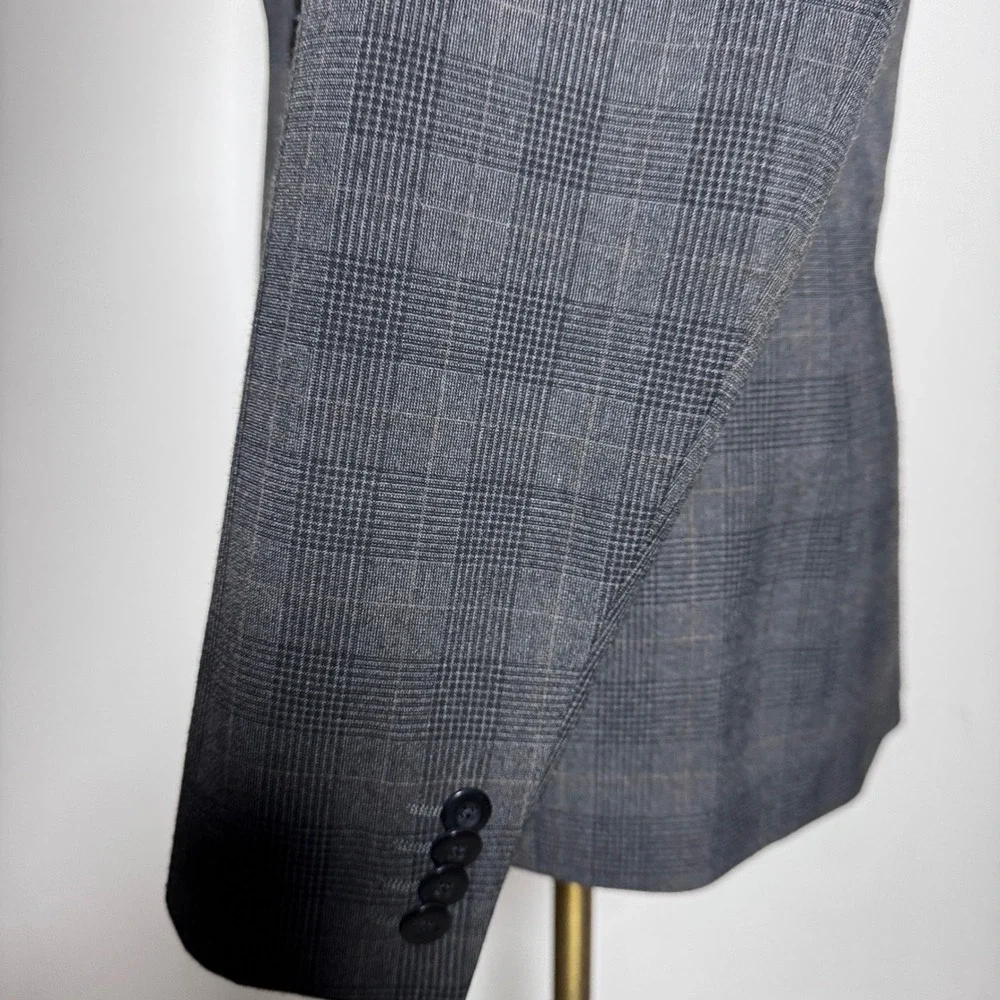 Express Blazer Mens 38R Grey Glen Plaid Extra Slim Fit Two Button Sport Coat